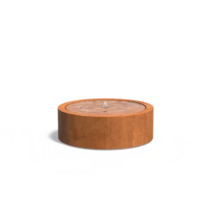 Cortenstaal schijfvormige watertafel met LED