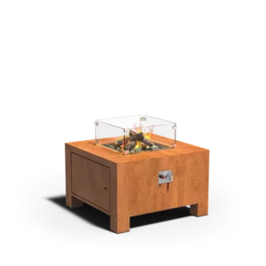 Brenn Cubo vuurtafel in cortenstaal – vierkant model